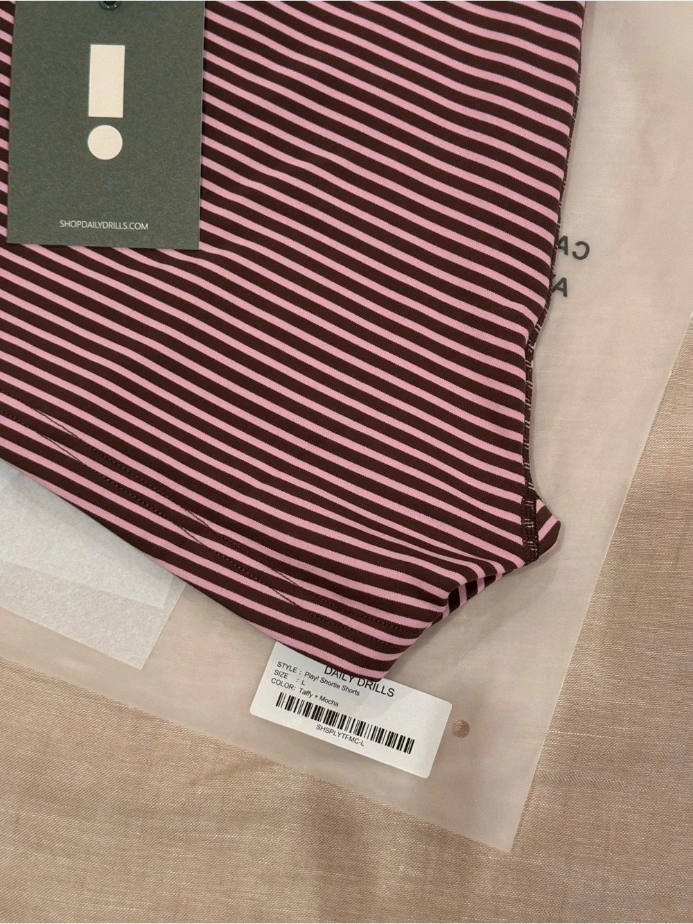 Daily Drills Pink and Brown Striped Bike Shorts